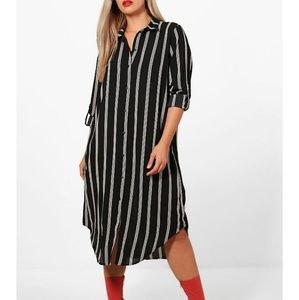 Black and white striped shirt dress